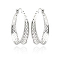 Silver 925 Rhodium Plated CZ Hoop Earrings - STE00890