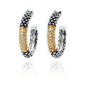 Silver 925 Gold and Silver Rhodium Plated Clear CZ J Hook Stud Earrings - BGE00049