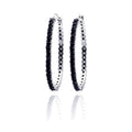 Silver 925 Black and Silver Rhodium Plated CZ Dangling Earrings - BGE00074