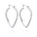 Silver 925 Rhodium Plated CZ Wavy Hoop Earrings - STE00248