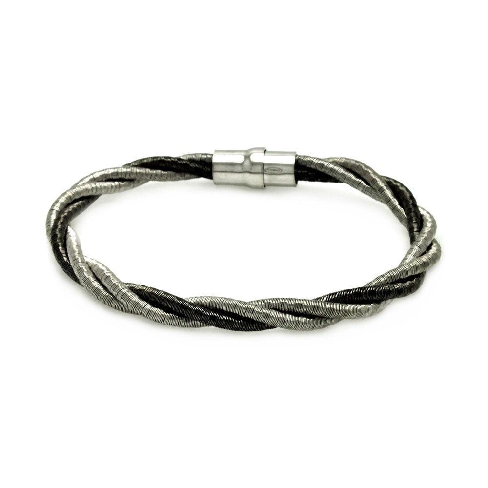 Silver 925 Rhodium Black Rhodium Plated Twist Rope Italian Bracelet - ITB00008BLK-RH