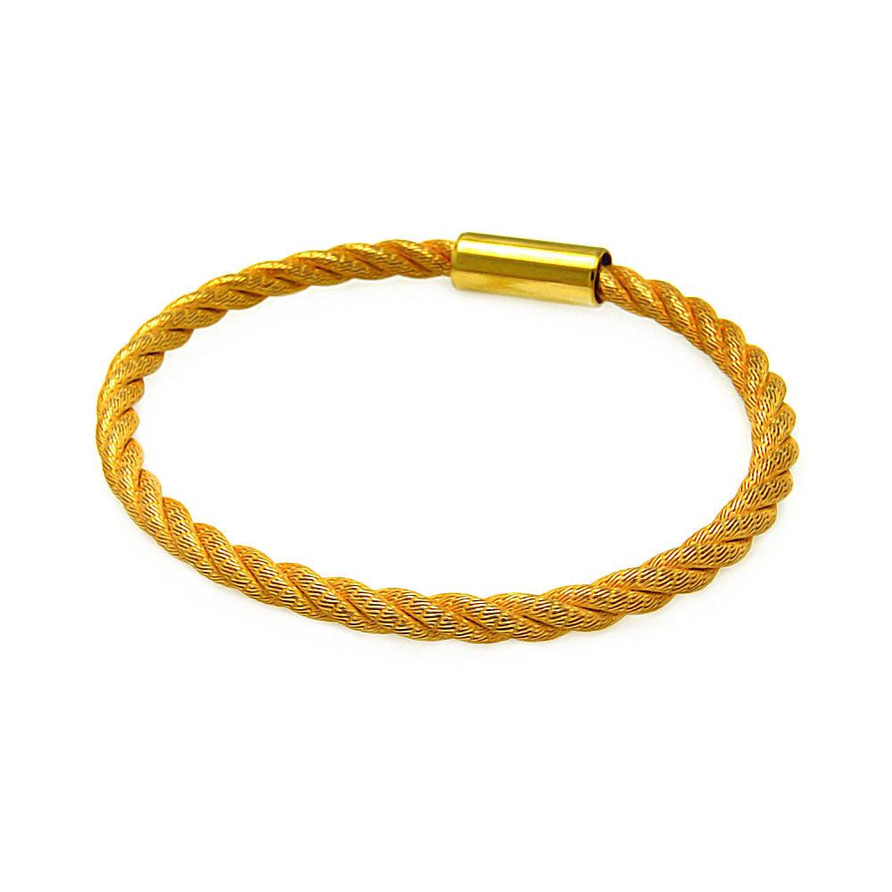 Silver 925 Gold Plated Rope Italian Bracelet - ITB00086GP