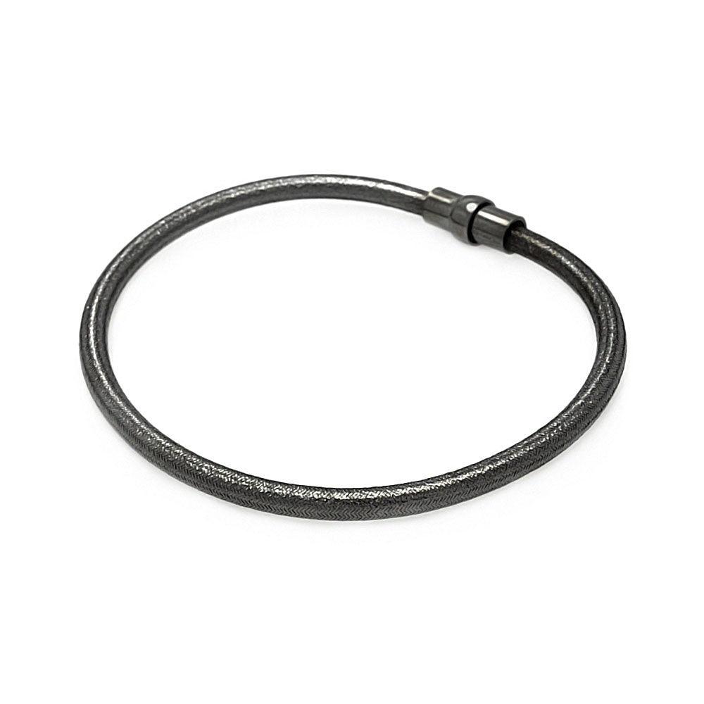Silver 925 Black Rhodium Plated Shiny Italian Bracelet - ITB00092BLK
