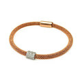 Silver 925 Rose Gold and Rhodium Plated Bar Clear CZ Beaded Italian Bracelet - ITB00096RGP