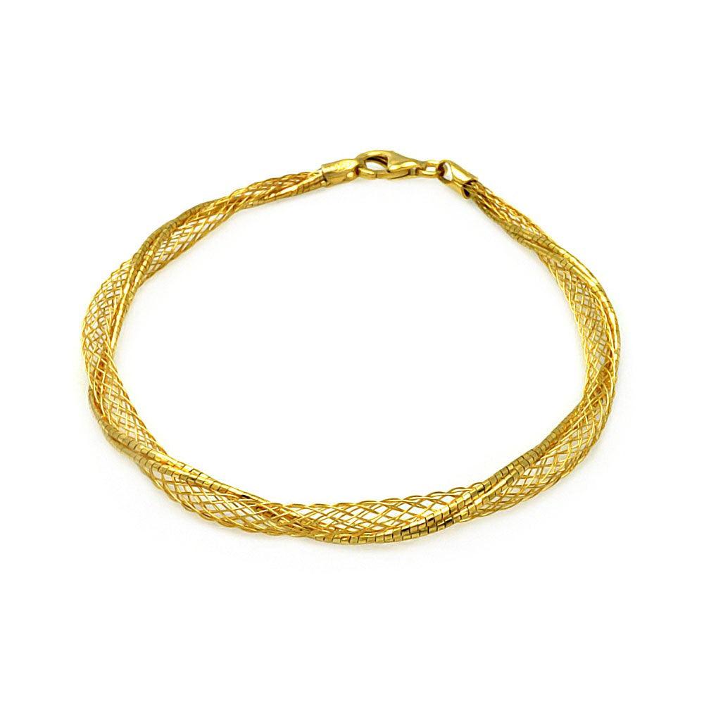 Silver 925 Gold Plated Net Wrap Italian Bracelet - ITB00111GP