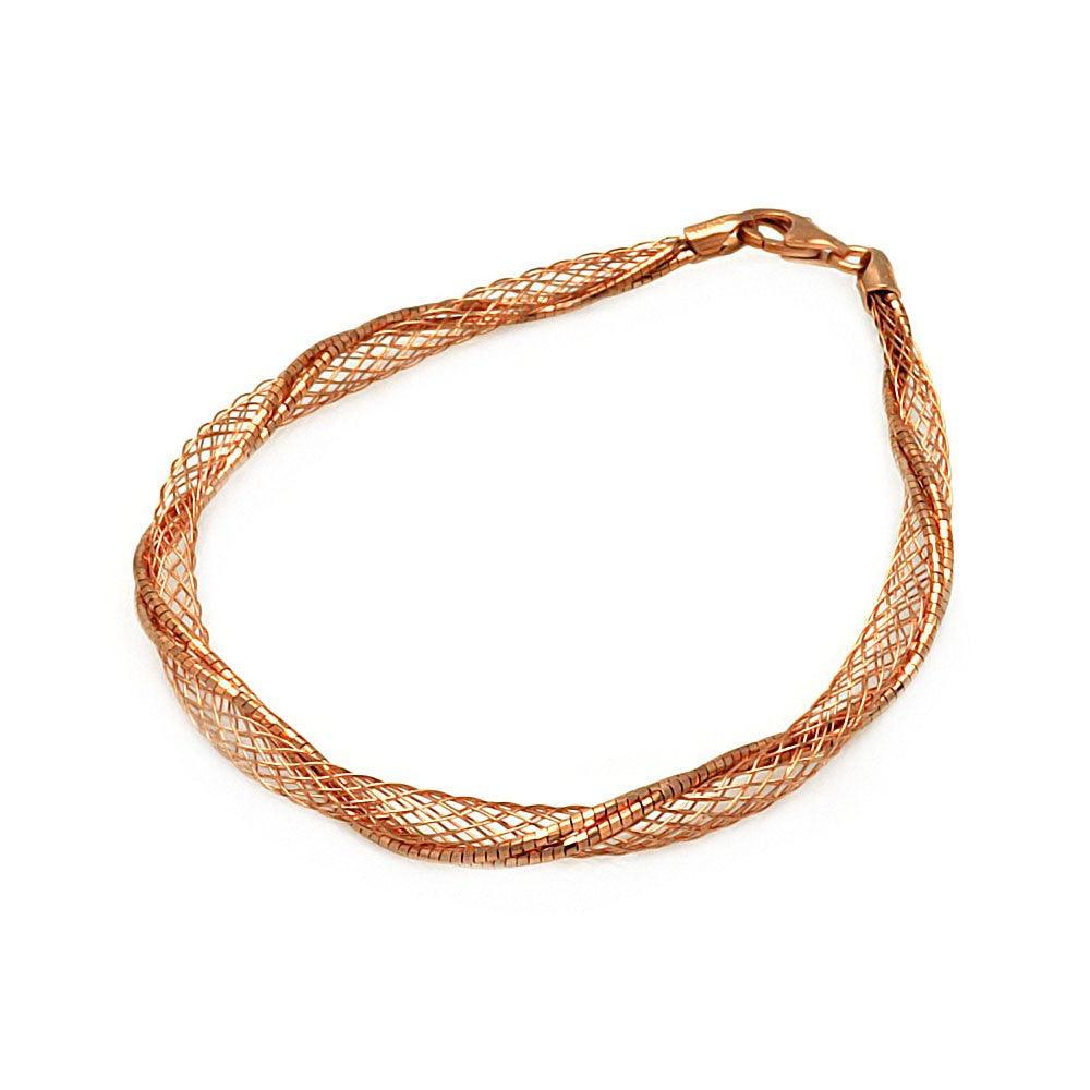 Silver 925 Rose Gold Plated Net Wrap Italian Bracelet - ITB00111RGP