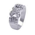 Silver 925 Rhodium Plated Clear Pave CZ Hand X Ring - AAR0044