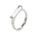 Silver 925 Rhodium Plated Long Clear CZ Bar Ring - BGR00003CLR