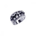 Silver 925 Rhodium Plated Half Clear and Black CZ Cross Ring - BGR00030