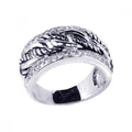 Silver 925 Rhodium Plated Clear Channel Set CZ Half Rope Link Ring - BGR00067