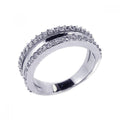 Silver 925 Rhodium Plated Half Clear CZ Ring - BGR00083