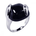 Silver 925 Rhodium Plated Black Onyx Ring - BGR00086