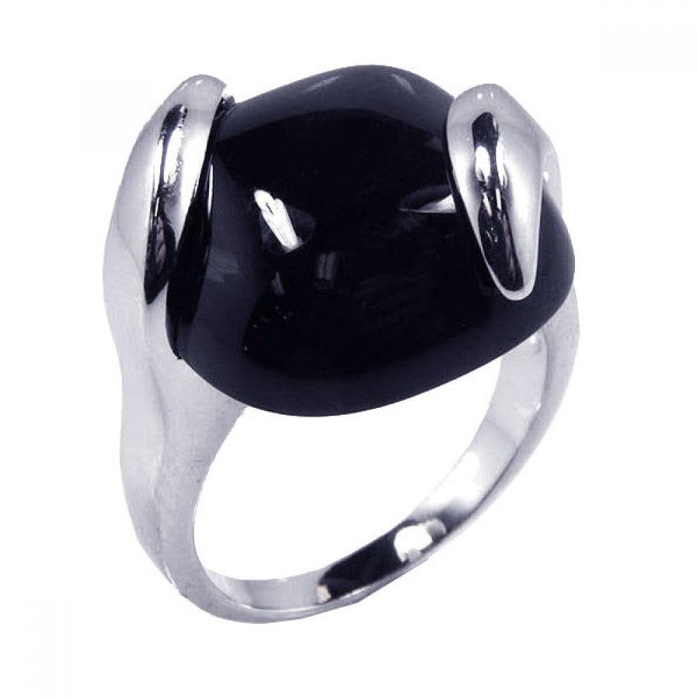 Silver 925 Rhodium Plated Black Onyx Ring - BGR00086