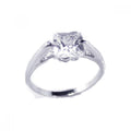 Silver 925 Rhodium Plated Clear Single CZ Bridal Ring - BGR00117