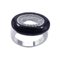 Silver 925 Rhodium Plated Open Black Onyx Clear CZ Ring - BGR00118