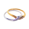 Silver 925 Rhodium and Gold Plated CZ 2 Piece Puzzle Ring - BGR00125