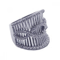 Silver 925 Rhodium Plated Clear CZ Ornate Cigar Band Ring - BGR00146