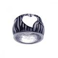 Silver 925 Rhodium Plated White Heart Zebra Stripe Ring - BGR00147