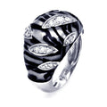 Silver 925 Rhodium Plated Clear CZ Zebra Stripe Ring - BGR00150