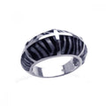 Silver 925 Rhodium Plated Zebra Print Ring - BGR00151