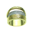 Silver 925 Rhodium and Gold Plated Pave Set Clear CZ Ring - BGR00178
