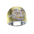 Silver 925 Rhodium and Gold Plated Clear CZ Flower Ring - BGR00179