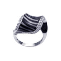 Silver 925 Rhodium Plated Clear CZ Zebra Print Ring - BGR00183