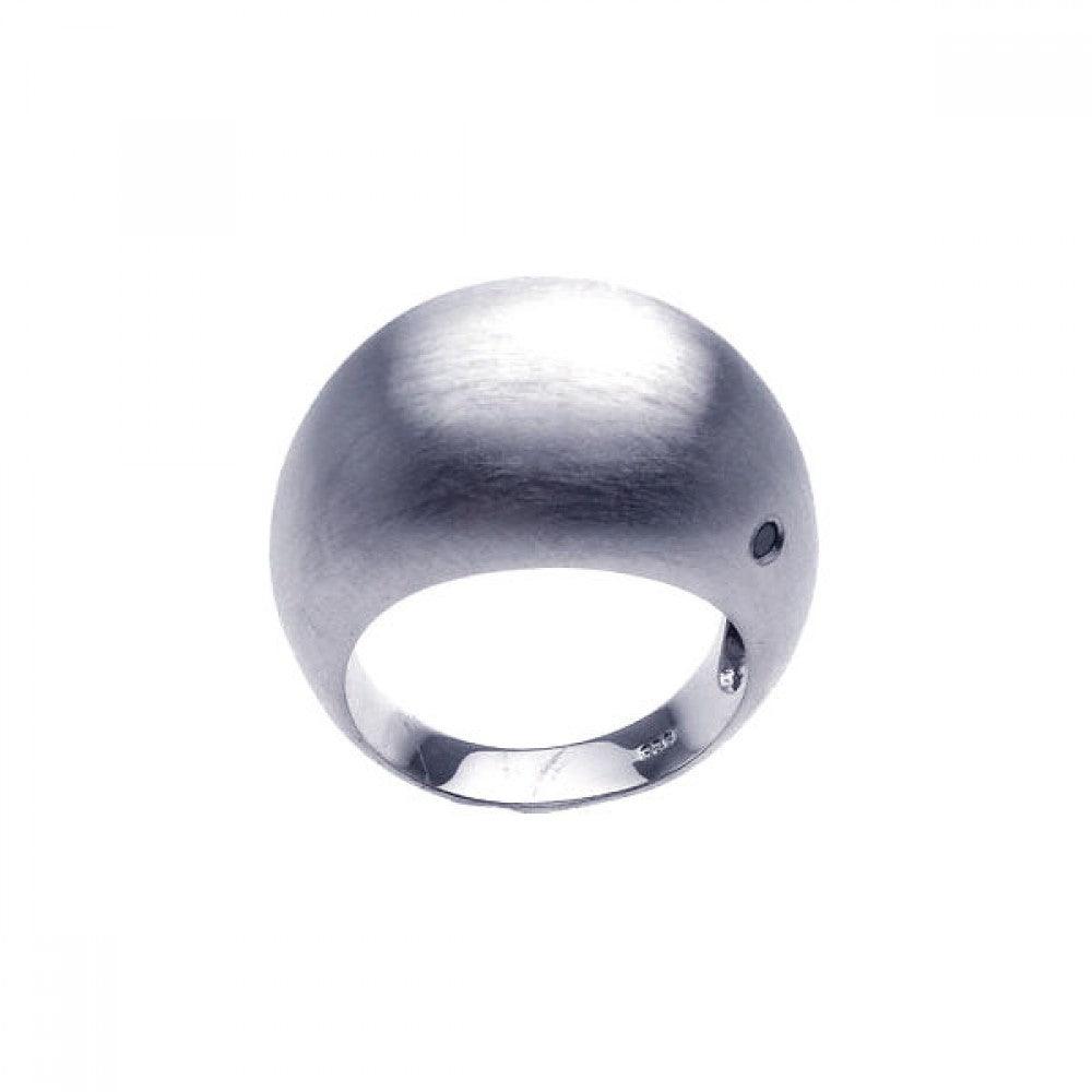 Silver 925 Rhodium Plated CZ Plain Dome Ring - BGR00190