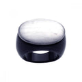 Silver 925 Rhodium Plated Matte Finish Oval Ring - BGR00191