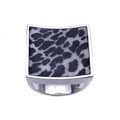 Silver 925 Rhodium Plated Square Animal Print Ring - BGR00200