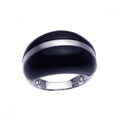 Silver 925 Rhodium Plated Black Onyx Dome Ring - BGR00202