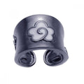 Silver 925 Rhodium Plated Matte Finish Flower Ring - BGR00203