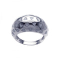 Silver 925 Rhodium Plated White Enamel Heart Dome Ring - BGR00204