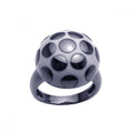Silver 925 Black Rhodium Plated White and Black Enamel Mushroom Ring - BGR00208