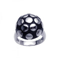 Silver 925 Rhodium Plated Black Enamel Mushroom Ring - BGR00209