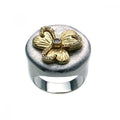 Silver 925 Rhodium and Gold Plated 2 Toned CZ Flower Ring - BGR00220