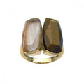 Silver 925 Gold Plated Tiger Eyes Sandstone Ring - BGR00226