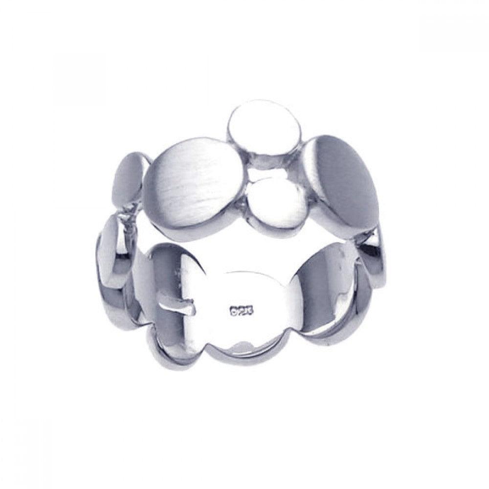 Silver 925 Rhodium Plated Matte Finish Rock Bubble Eternity Ring - BGR00229