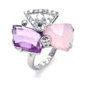 Silver 925 Rhodium Plated Multi Colored CZ Multi Shaped Abstract Ring - BGR00244