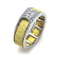 Silver 925 Rhodium and Gold Plated Wire Clear Pave Set CZ Ring - BGR00245
