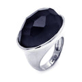Silver 925 Rhodium Plated Gray Center CZ Ring - BGR00283
