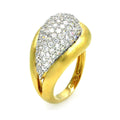 Silver 925 Rhodium and Gold Plated 2 Toned Matte Finish Clear Pave Set CZ Teardrop Ring - BGR00285