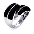 Silver 925 Rhodium Plated Black Onyx Adjustable Ring - BGR00286