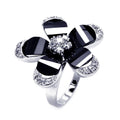 Silver 925 Rhodium Plated Clear CZ Flower Ring - BGR00306