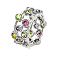 Silver 925 Rhodium Plated Multi Colored CZ Eternity Ring - BGR00373
