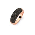 Silver 925 Black Rhodium and Rose Gold Plated Black Micro Pave Set CZ Half Ring - BGR00583