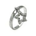 Silver 925 Rhodium Plated Dangling CZ Star Ring - STR00005