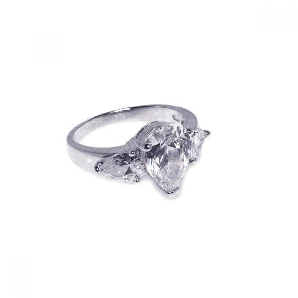 Silver 925 Rhodium Plated Triple CZ Ring - STR00019