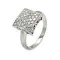 Silver 925 Rhodium Plated Pave CZ Square Ring - STR00049A