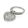 Silver 925 Rhodium Plated Movable CZ Heart Ring - STR00053